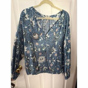 LOFT Blue Floral Blouse